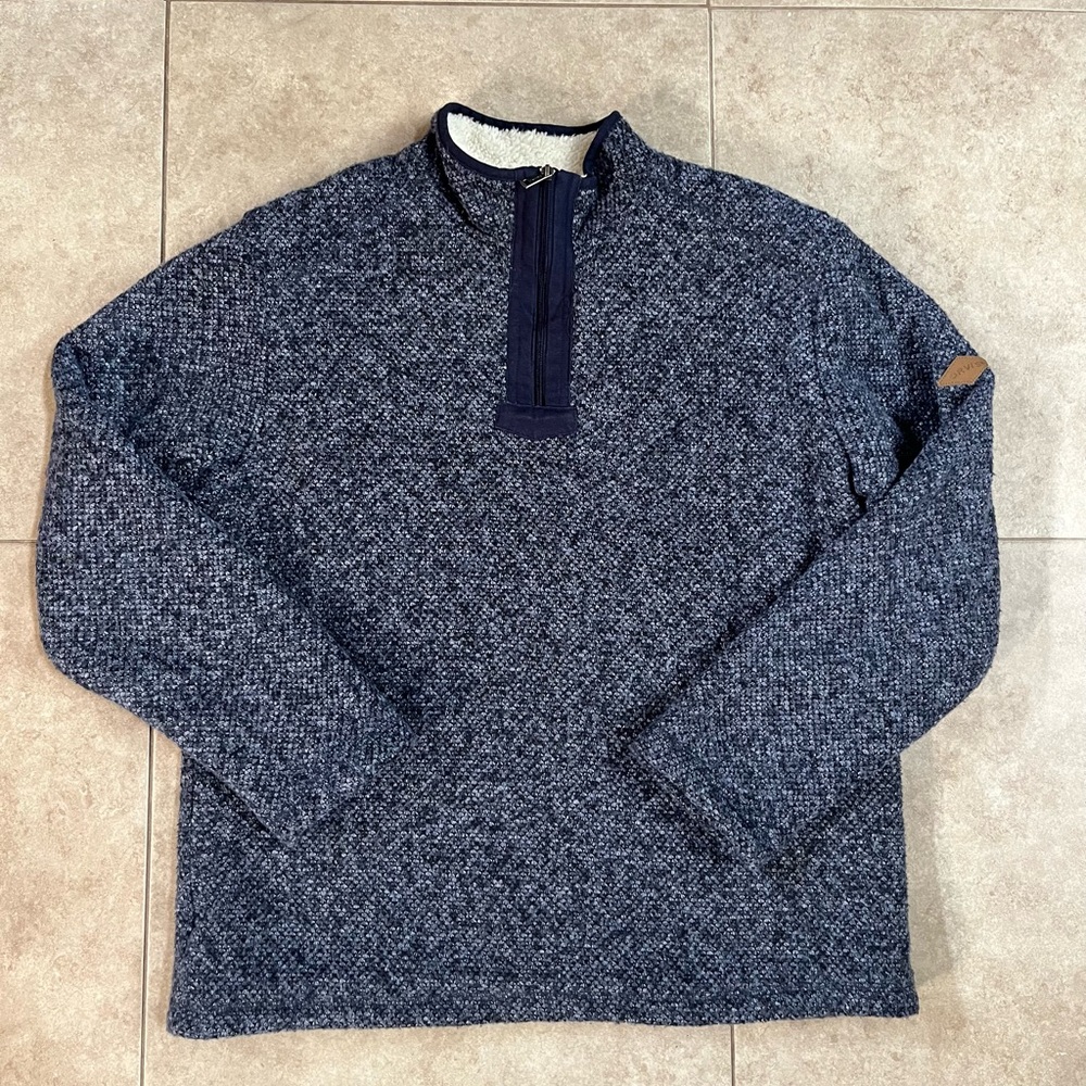 Orvis Classic Collection Pullover Medium Quarter-Zip Sherpa-lined Navy Blue